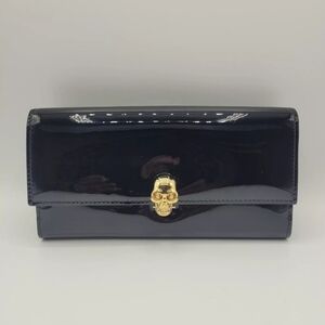 ALEXANDER McQUEEN Black Patent Leather Continental Wallet, NWT
